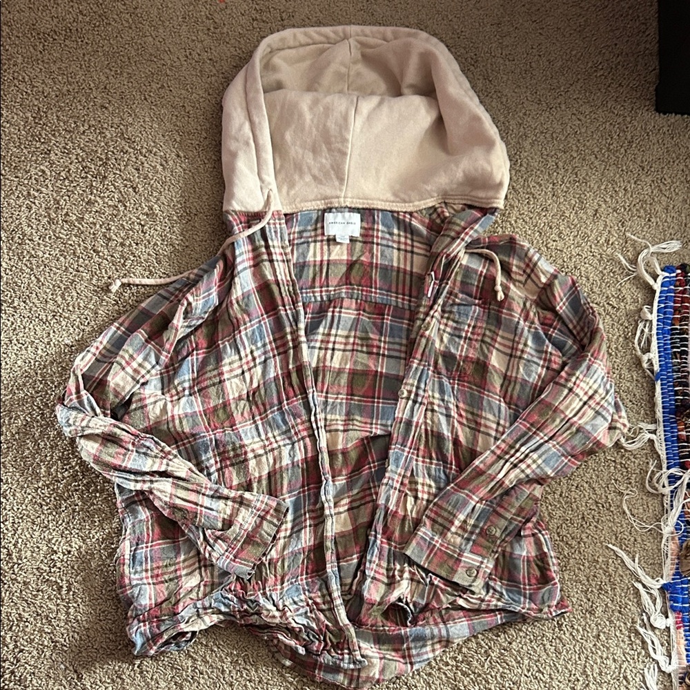 American Eagle hooded flannel